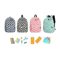 Chevron Backpack & School Supply Bundle - Black, Blue, Green or Pink