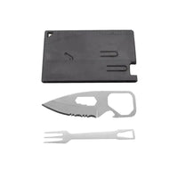 6 IN 1 Stainless Steel Credit Card Knife & Fork - Black, Blue or Red