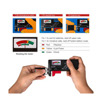 Universal Battery Tester with Color Coded Volt Meter (AA, AAA, C, D, and 9V)