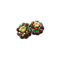 Decorative Holiday Candle Holders - Red Berries, Red Presents or Blue Presents