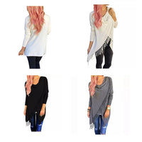 Cardigan Poncho With Tassels - Black, Grey or White