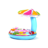 Inflatable Child Swim Ring With Sun Shade-Blue or Pink