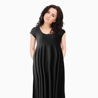 Short Sleeve Maternity Dress - Grey, Green or Black