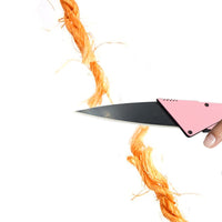 Stainless Steel Handle Credit Card Folding Knife - Black, Blue, Pink or Silver