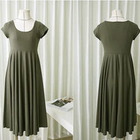 Short Sleeve Maternity Dress - Grey, Green or Black