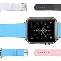 Microfiber Leather Strap for Apple Watch - White, Black, Blue or Pink