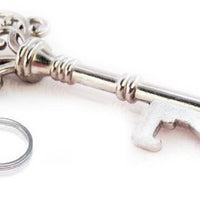 Old Fashioned Key Bottle Opener Keychain - Silver or Bronze