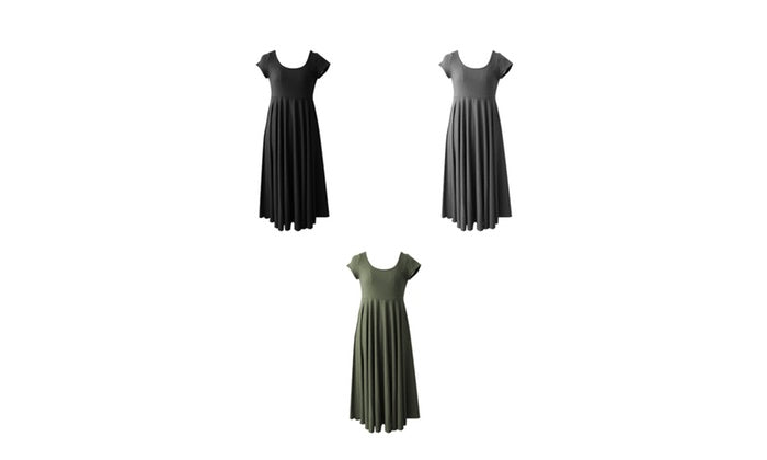 Short Sleeve Maternity Dress - Grey, Green or Black