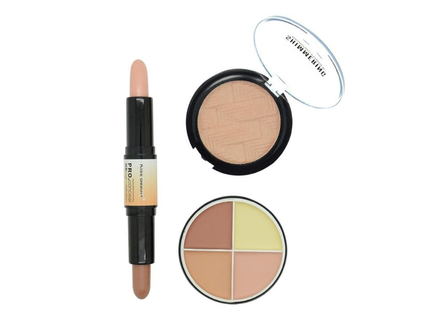 Kiss Beauty 3 in 1 Face Contour Set - Neutral, Rose or Medium