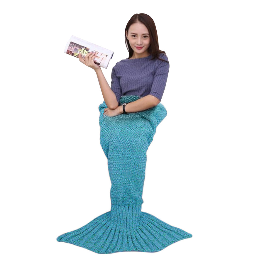 Knitted Mermaid Tail Blanket - Teen/Adult Size - Blue, Gray, Pink or Purple
