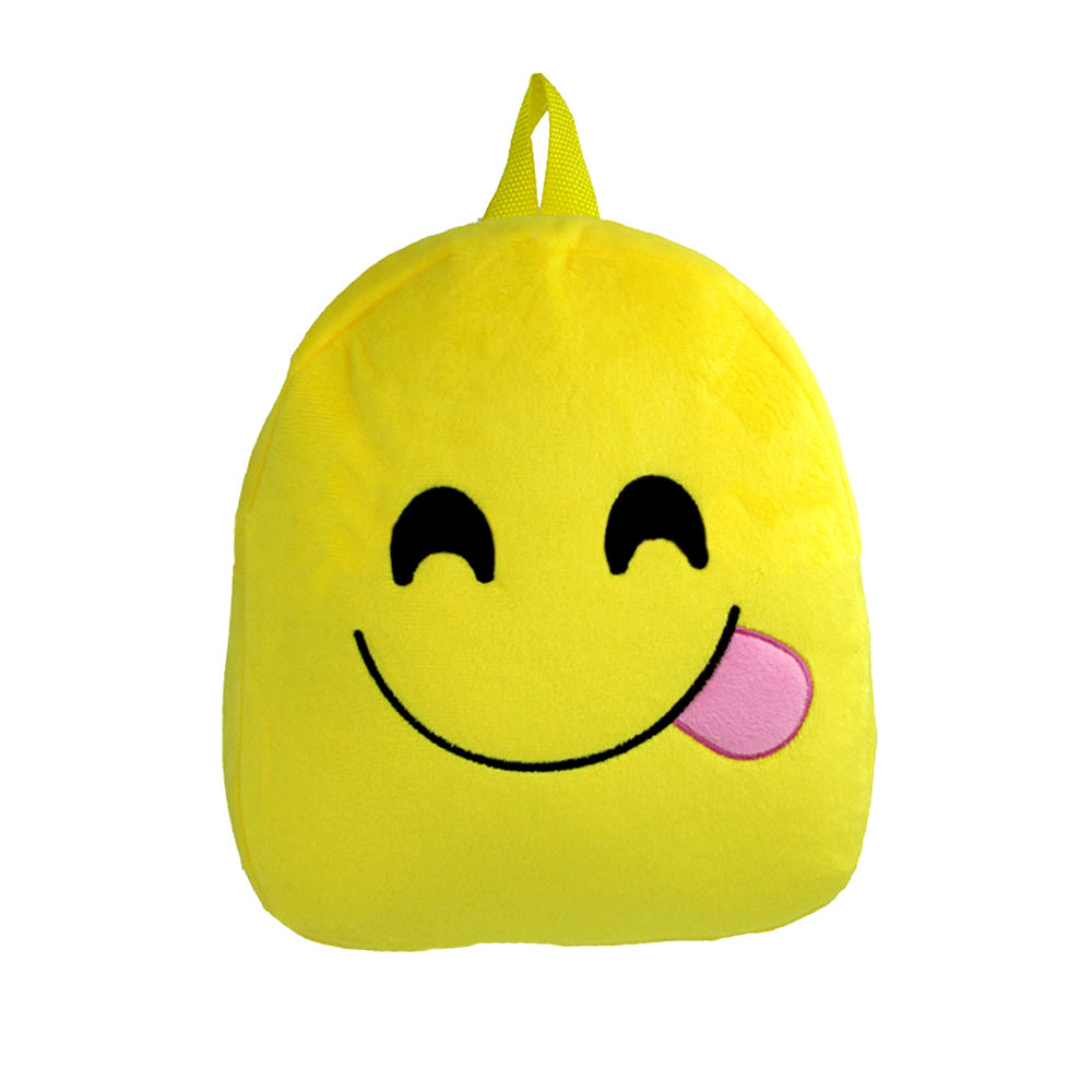 Plush Emoji Face Backpack & School Supply Bundle - Heart Eyes, Crazy Eyes, Sunglasses or Yummy