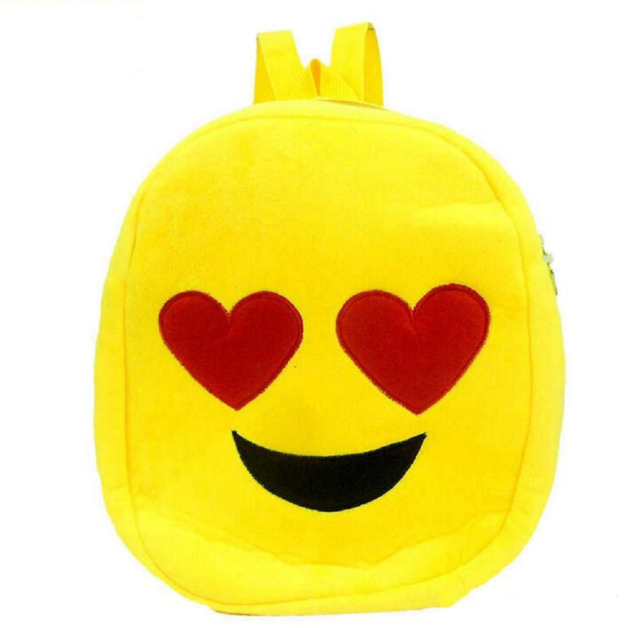 Plush Emoji Face Backpack & School Supply Bundle - Heart Eyes, Crazy Eyes, Sunglasses or Yummy