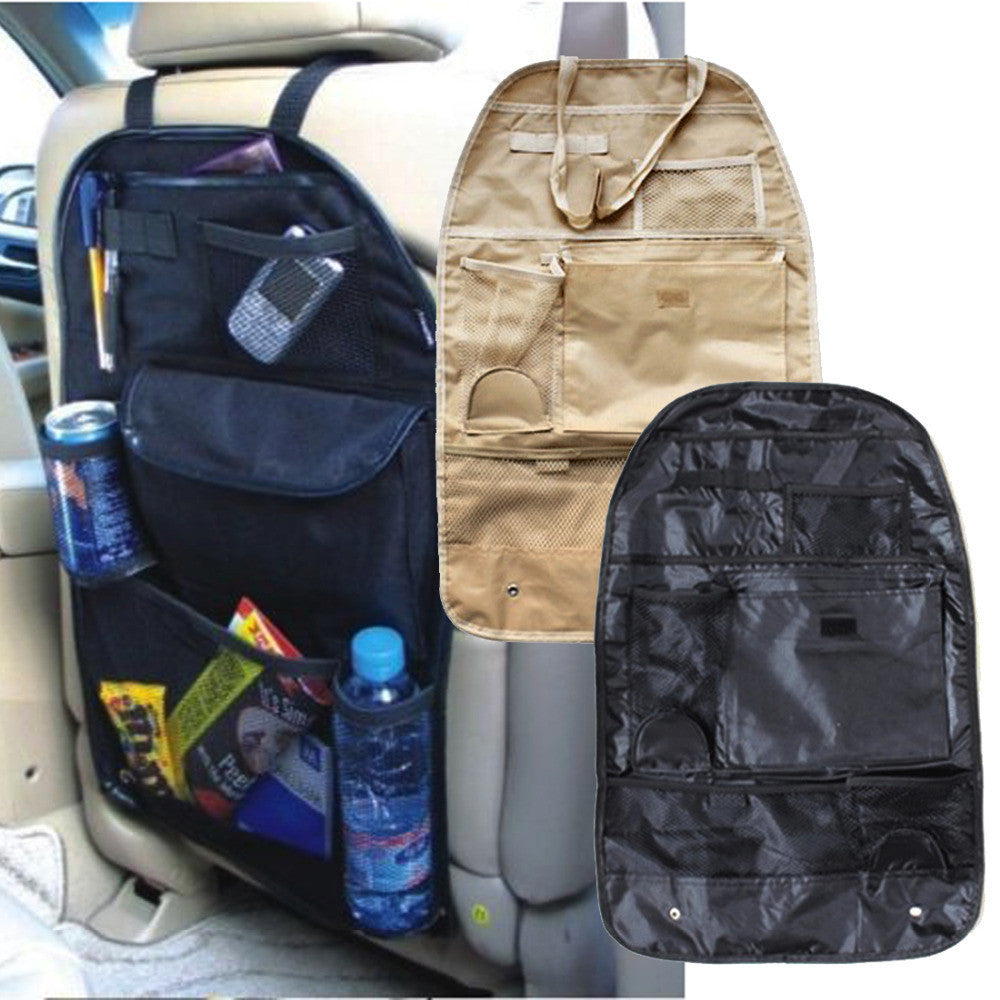 Car Back Seat Hanging Organizer with Cup Holder - Black, Grey or Tan