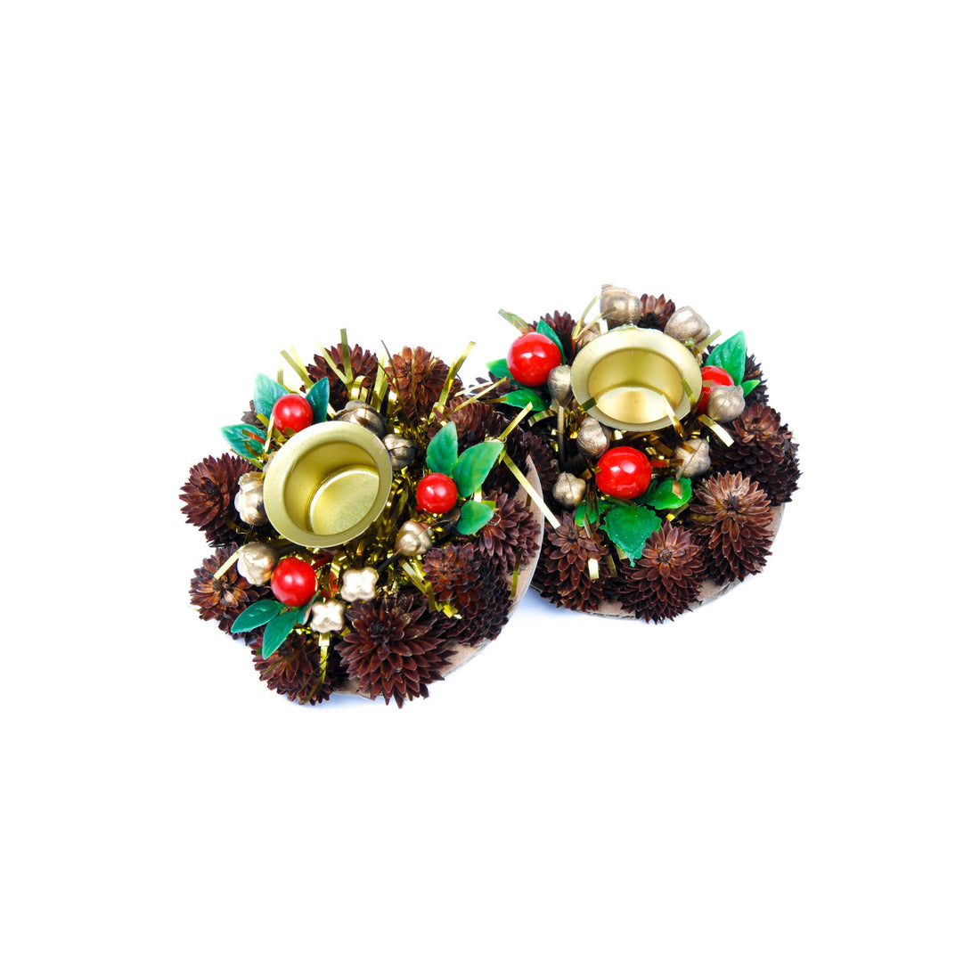 Decorative Holiday Candle Holders - Red Berries, Red Presents or Blue Presents