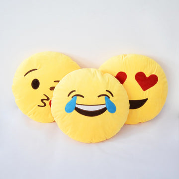 Emoji Plush Pillows - Sunglasses, Smiling Face & Laughing Tears