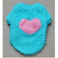 Fuzzy Heart Sweater for Dogs - Blue only