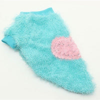 Fuzzy Heart Sweater for Dogs - Blue only