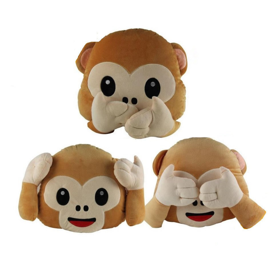 Hear No Evil, Speak No Evil, See No Evil Monkey Emoticon Pillows