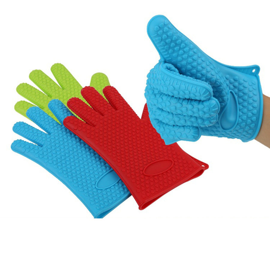 Heat Resistant Silicone Grilling Glove - Blue, Green, Orange, Red or Purple