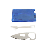 6 IN 1 Stainless Steel Credit Card Knife & Fork - Black, Blue or Red