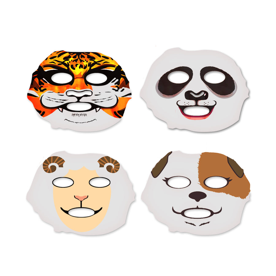 Animal Sheet Mask - 4 pack- Sheep, Tiger, Dog and Panda