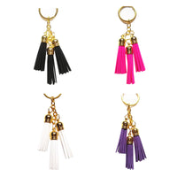 Leather Tassel Keychain - Black, Purple, Pink or White