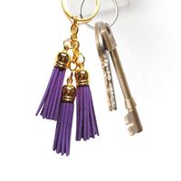 Leather Tassel Keychain - Black, Purple, Pink or White