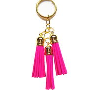 Leather Tassel Keychain - Black, Purple, Pink or White