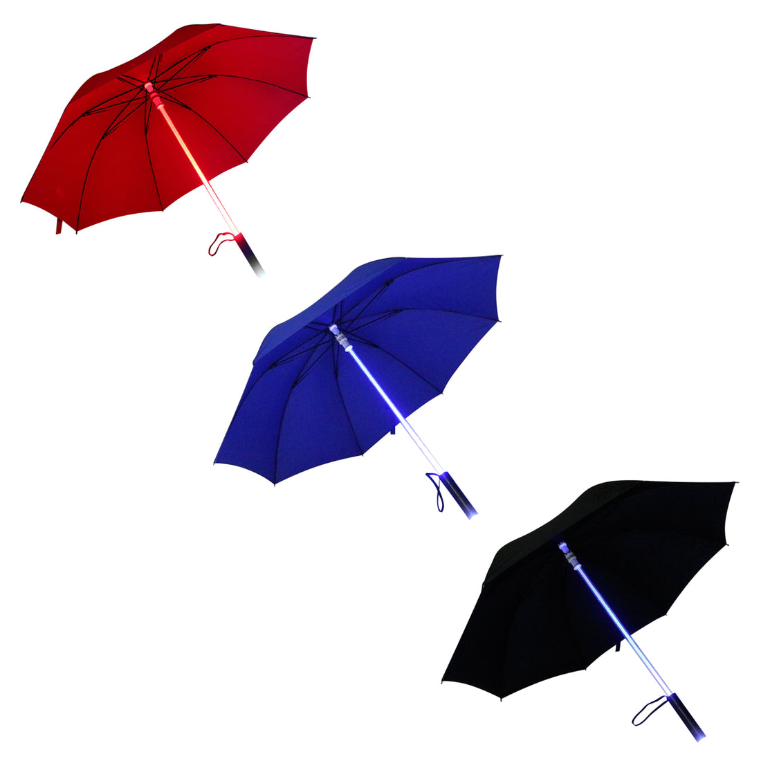 LED Flashlight Umbrella - Black, Red or Blue