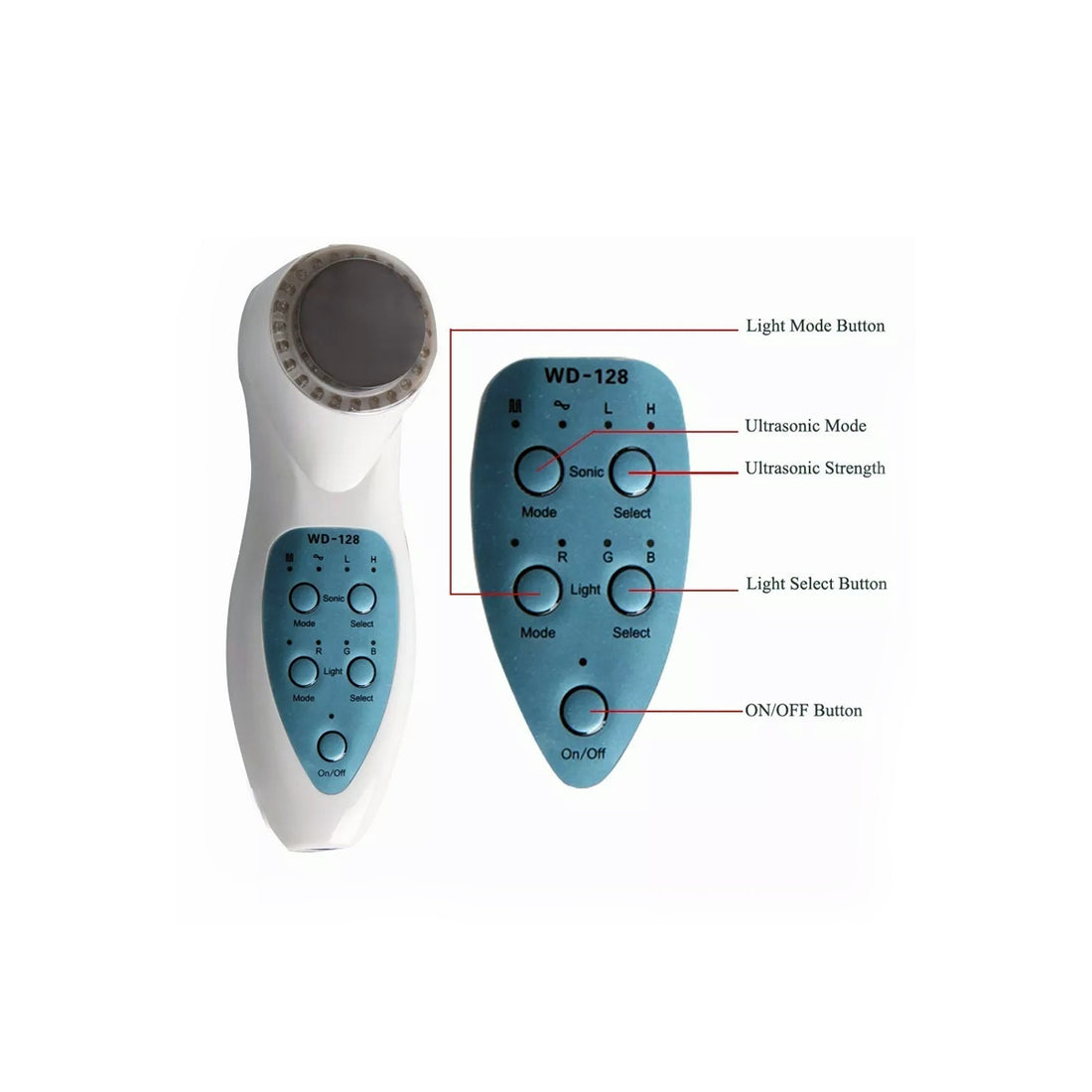 LED Ultrasonic Facial Therapy Device