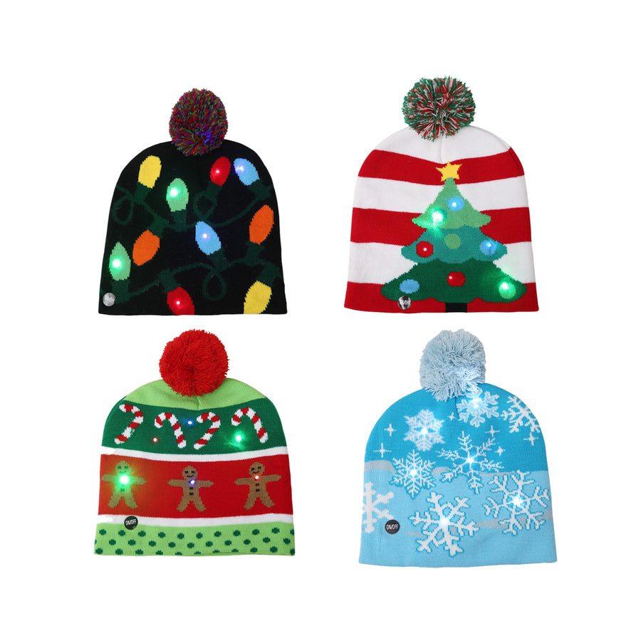 Light-Up Holiday Beanies Christmas Lights Hat