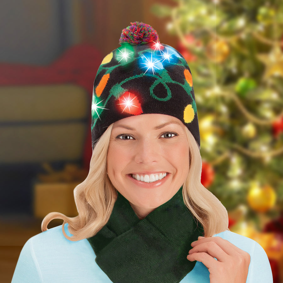 Light-Up Holiday Beanies Christmas Lights Hat