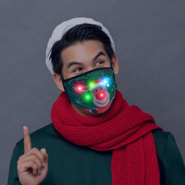 Light Up LED Holiday Face Masks - Santa, Reindeer, Christmas Tree and Ho Ho Ho