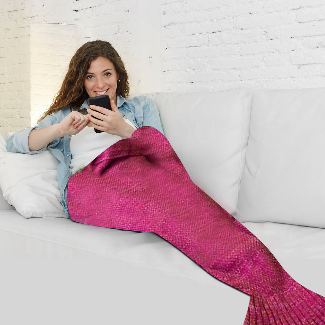 Knitted Mermaid Tail Blanket - Teen/Adult Size - Blue, Gray, Pink or Purple