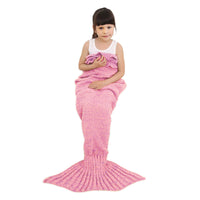 Knitted Mermaid Tail Blanket - Kids - Navy Bows, Pink Polka Dot, Teal, Lavender, Dark Pink or Pale Pink