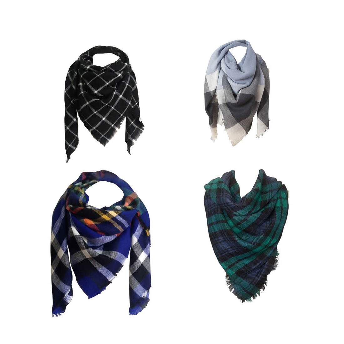 Oversized Wrap Scarf - Black, Green, Grey or Multi Color