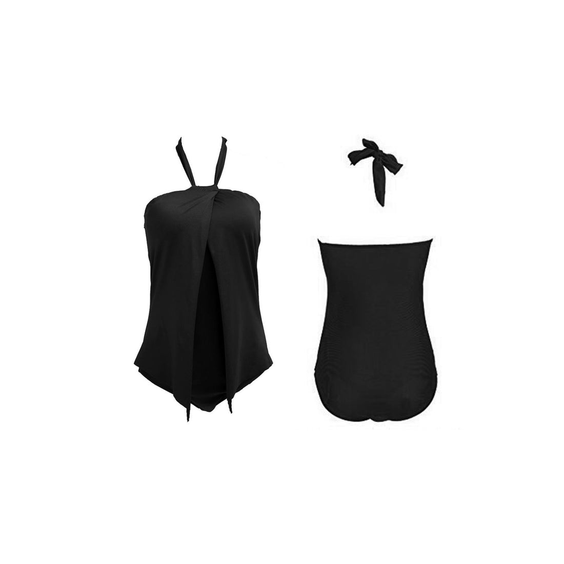Plus Size Fashion One Piece Swimsuit - Black, Blue or Gray