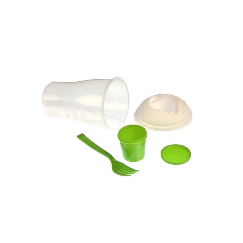 Salad or Lunch To Go Container w Fork and Dressing Cup- Two pack - Red or Green