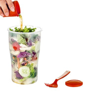 Salad or Lunch To Go Container w Fork and Dressing Cup- Two pack - Red or Green