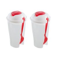 Salad or Lunch To Go Container w Fork and Dressing Cup- Two pack - Red or Green