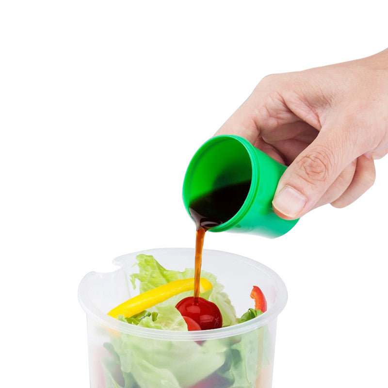 Salad or Lunch To Go Container w Fork and Dressing Cup- Two pack - Red or Green