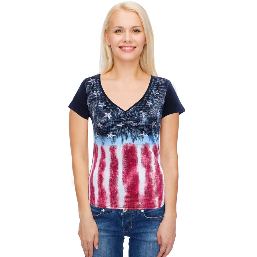 Short Sleeve American Flag T-Shirt - Small - Large