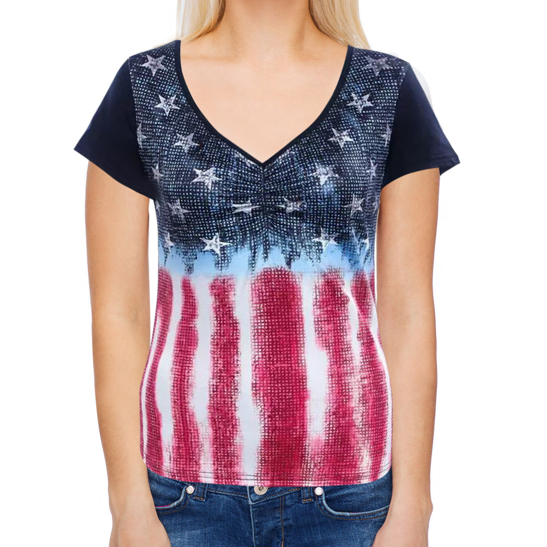 Short Sleeve American Flag T-Shirt - Small - Large