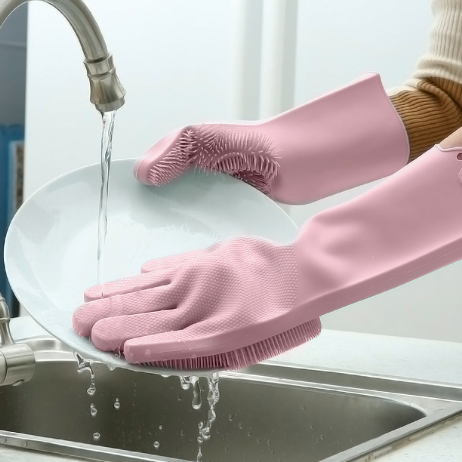 Silicone Dishwashing Gloves with Scrubbers