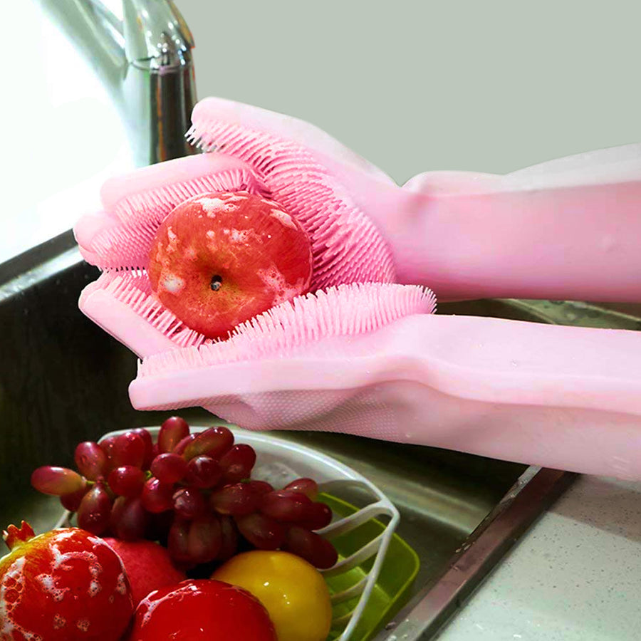 Silicone Dishwashing Gloves with Scrubbers