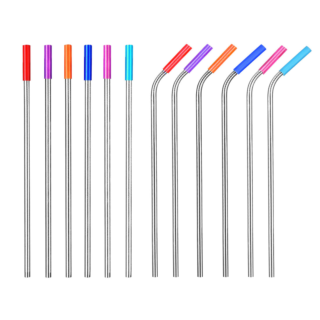 Reusable Stainless Steel Straw Set with Carrying Case and Cleaning Brush