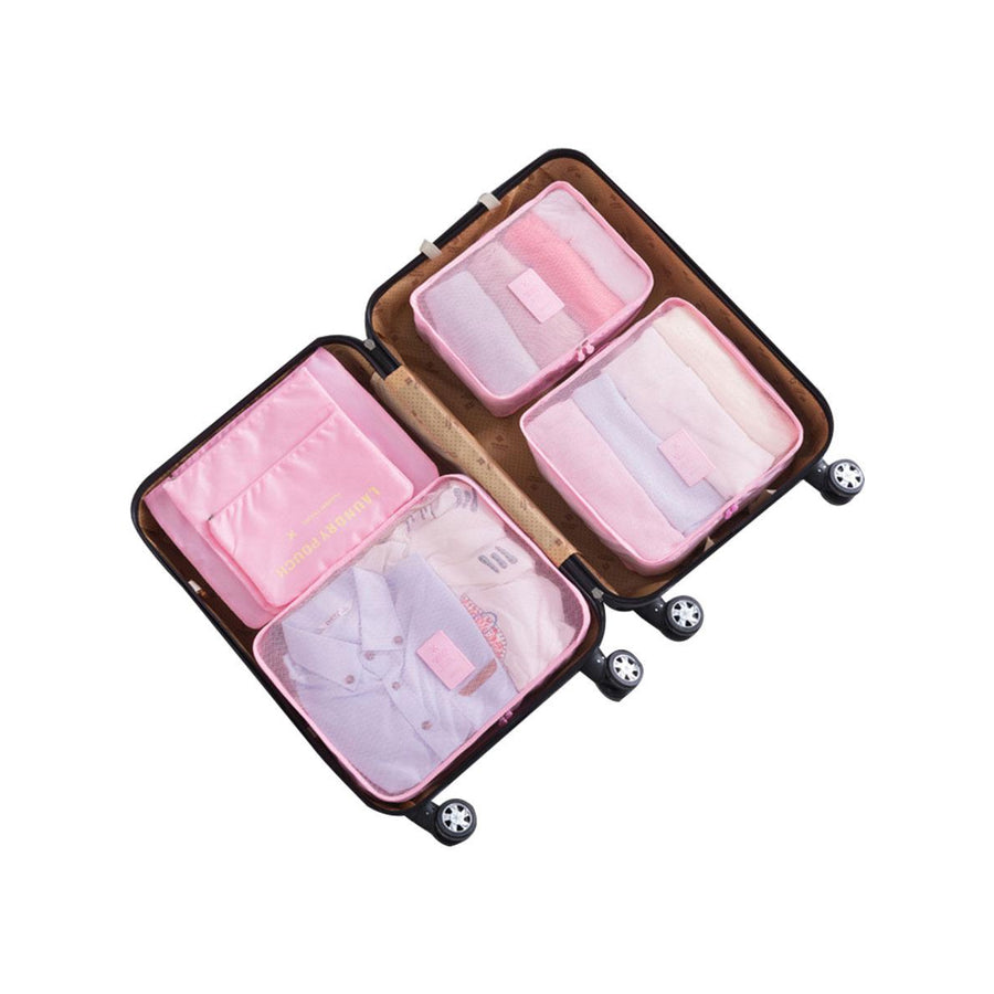 Travel Packing Cube Set of 6 - Pink, Navy, Grey, Sky Blue