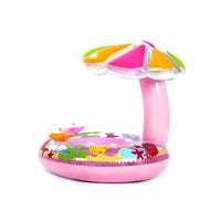 Inflatable Child Swim Ring With Sun Shade-Blue or Pink