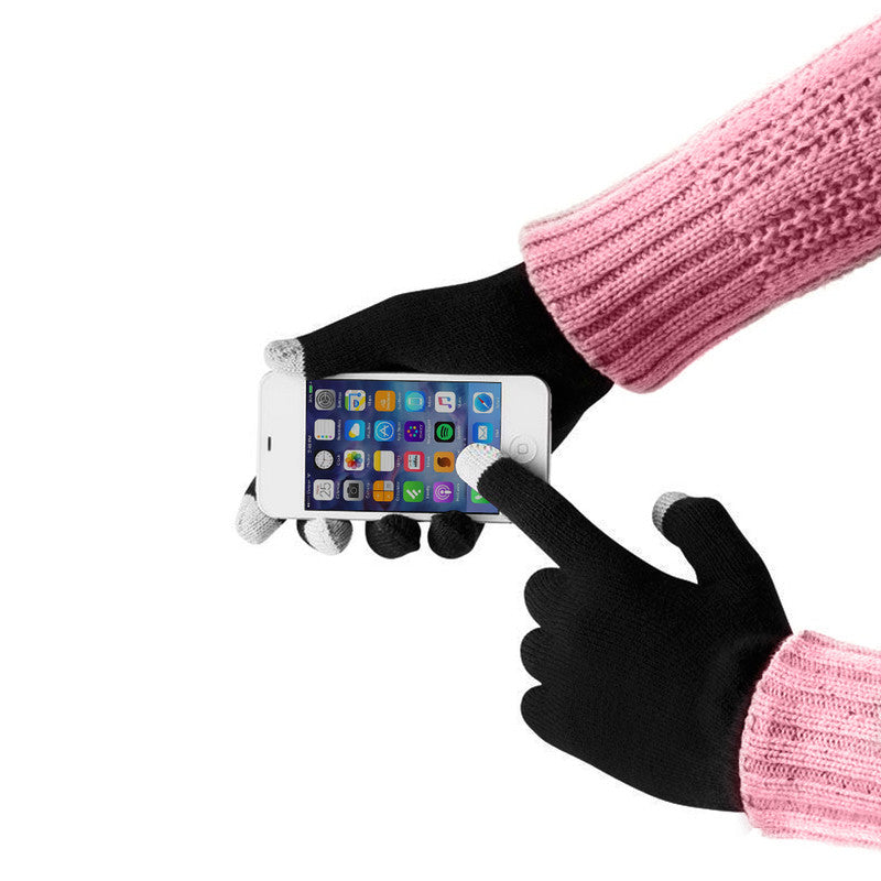 Knit Touchscreen Gloves for Cell Phones and Tablets - Black, Grey, Blue or Pink