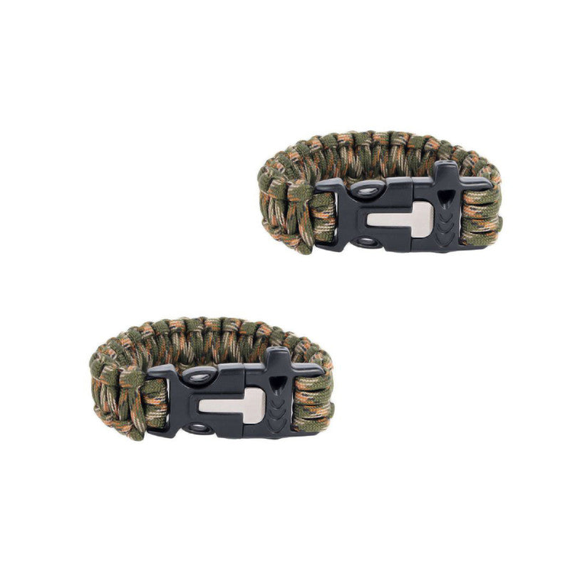 Survival Bracelet with Paracord/Flint Scraper/Whistle/Cutting Tool - Black, Blue, Camo, Orange, Pink or Rainbow